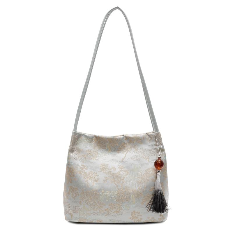 Embroidery Shoulder Bag Women's Underarm Bag Commuter Tote Bag