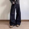 American-style washed original cow loose straight A-word retro jeans men's and women's trendy brand free mopping trousers casual trousers