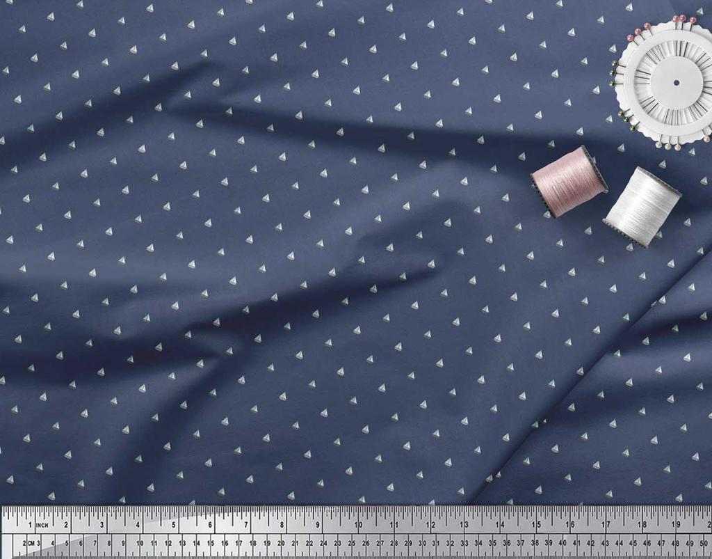 Soimoi Japan Crepe Satin Fabric Sailboat Shirting Fabric Prints By metre 42 Inch