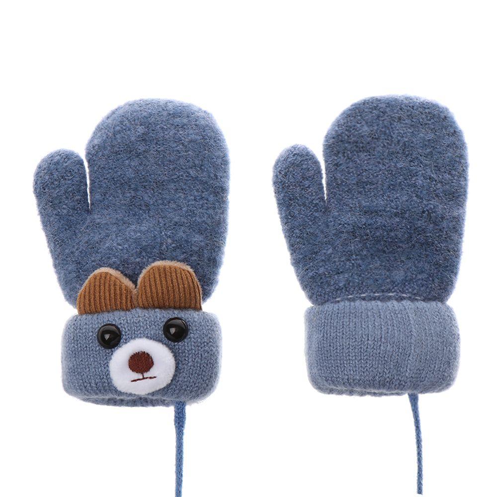 Girls Keep Finger Warm Cartoon Bear Baby Newborn Thick Plus Velvet Kids Gloves Knitting Mittens