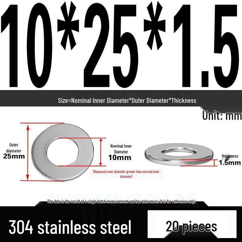 Thickened 304 Stainless Steel Flat Washer Spacer (M2-M36)