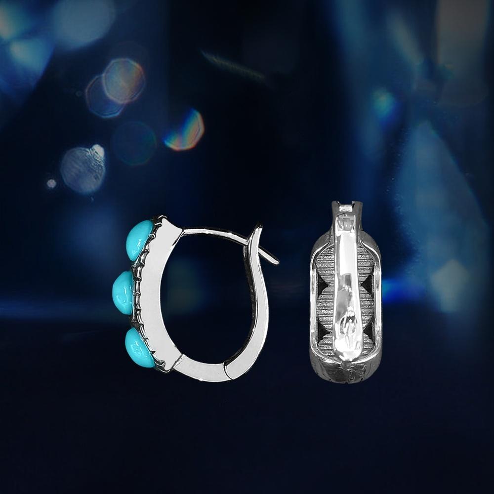 Turkusowe kolczyki klipsy Vintage Non Tarnish damskie kolczyki ze srebra próby 925