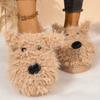 Fashion Cute Cartoon Dog Fur Slippers Women Soft Platform Furry Cotton Slippers Woman Winter Slip On Plush Warm Cotton Slides Female