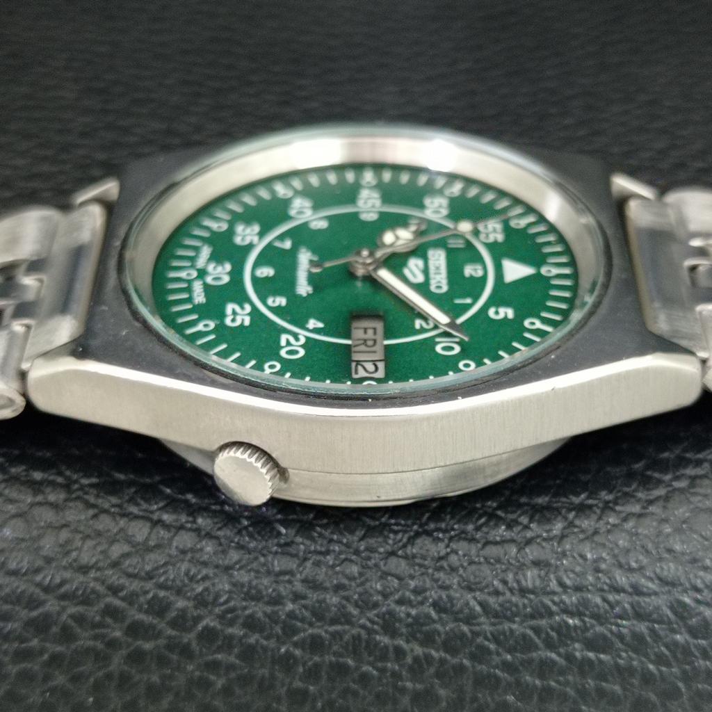 GENUINE VINTAGE SEIKO 5 AUTOMATIC 7019A JAPAN MENS GREEN DIAL WATCH A708718-1