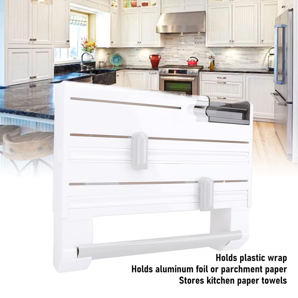 Plastic Wrap Dispenser Wall Mount Easy Installation Space Saving Multipurpose Foil Dispenser for Kitchen