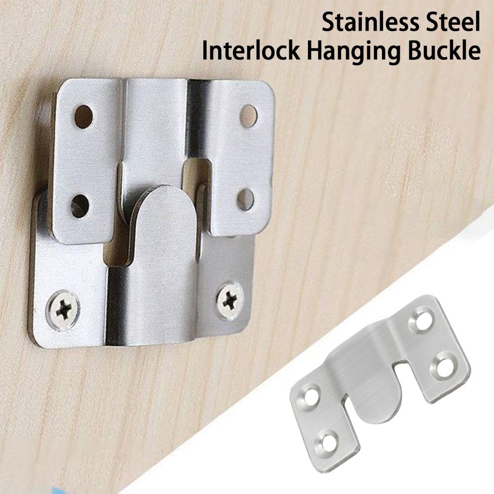 Steel Interlock Hanging Buckle Flush Mount Connector Hooks Wall Furniture Bracket Wit L5Z0
