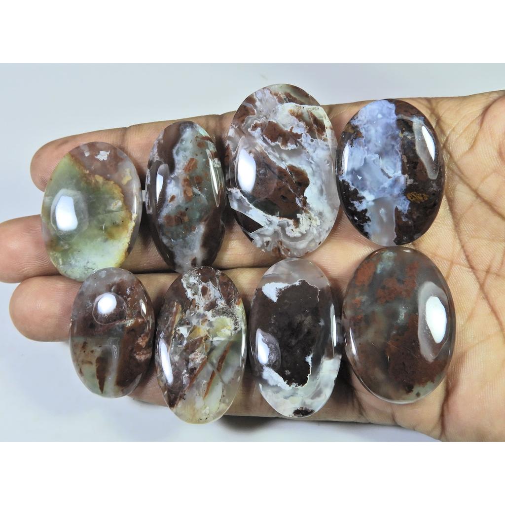 353Cts. Natural Chrysoprase Oval Shape Cabachon Loose Gemstone 08Pcs Lot C-2566