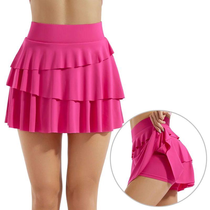 High Waisted Sports Cake Short Skirt High Top Sports Egg Pure Color Cake Skirt
