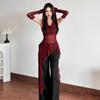 Vintage Gothic Hooded T Shirts Women Through Slim Y2K Tees Streetwear Harajuku with Sleeves Irregular