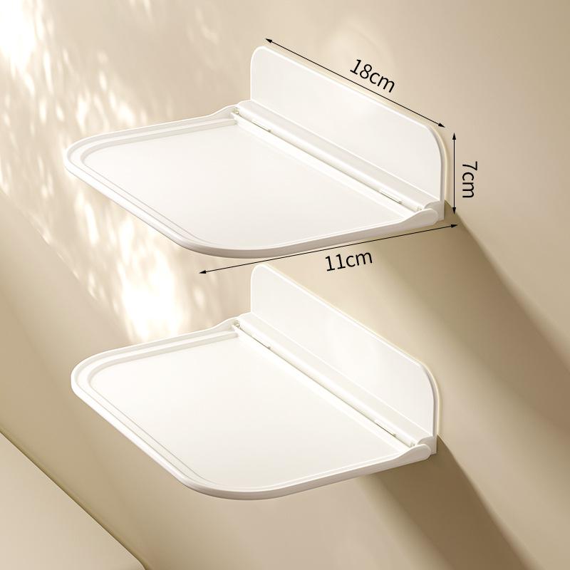 Punch-Free Foldable Wall Shelf: Bathroom, Bedside, or Dorm Storage for Mobile Phones & Set-Top Boxes