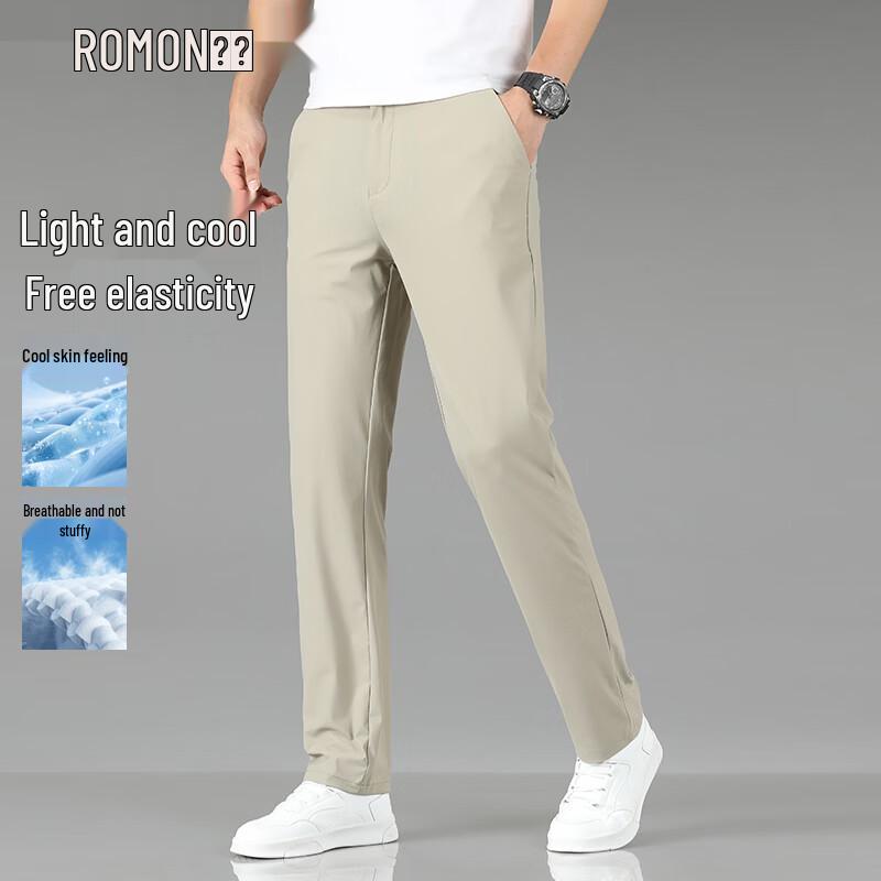 ROMON Men s Wrinkle-Free Straight Fit Casual Trousers 35