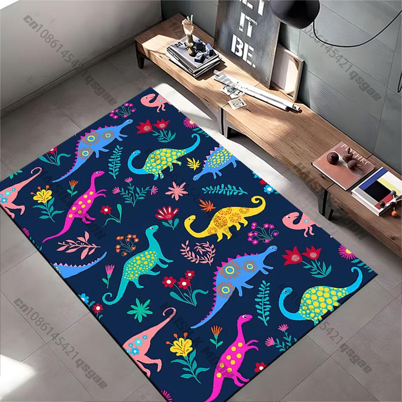 Colorful dinosaurs with floral pattern carpet Yoga living room room decor children's crawling mat doormat area rug