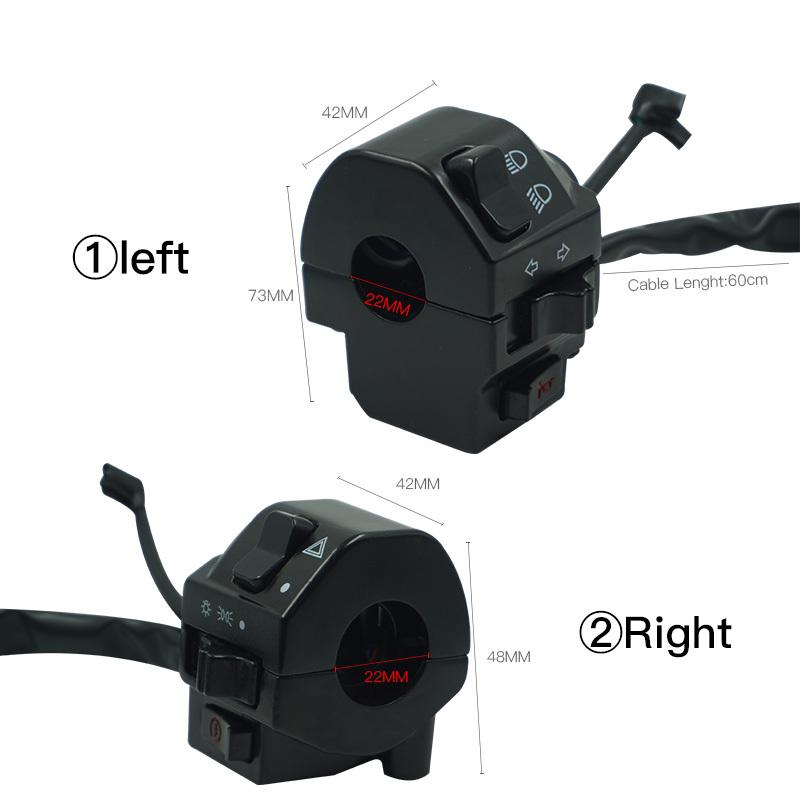 Black Universal Aluminum 7/8" 22MM Motorcycle Switch Handlebar Motorbike Horn Turn Signal Headlight Control Buttons