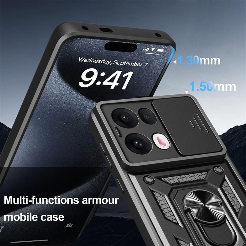 Armor Slide Lens Funda For Oppo Reno 13 13Pro 5G Case Car Magnetic Holder Ring Stand Protect Back Cover for OPPO Reno13 Pro Capa