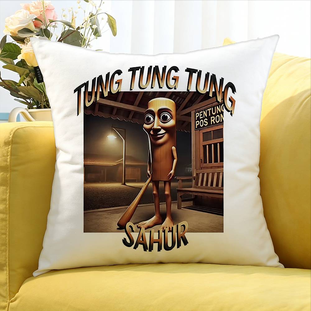 Tung Tung Tung Sahur World Various Sizes Square Pillow Case For Car Home Bedchamber Decor