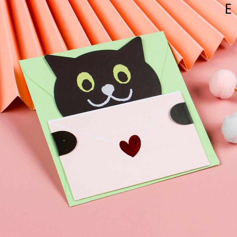 1/9Pcs Cute Cartoon Gift Card Folded Envelope Greeting Card Holiday Wishes Postcards Animals Birthday Cards For Students Party