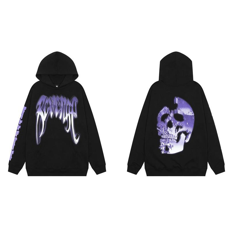Mens Oversized Hoodie With Embroidered Skull Spine Design Streetwear Casual Pullover Cotton Blend Loose Fit