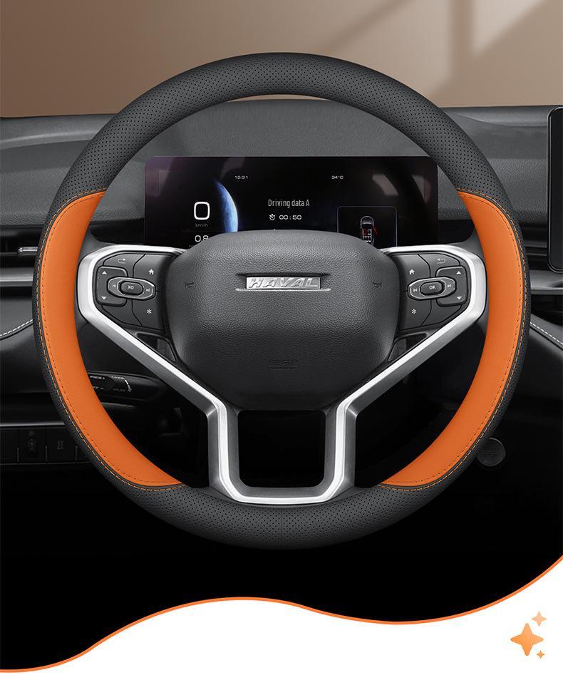 Ultra-thin Genuine Leather Steering Wheel Cover for Haval Models: Big Dog, H6, Xiaolong, Menglong, H5, H9, Chitu, H3