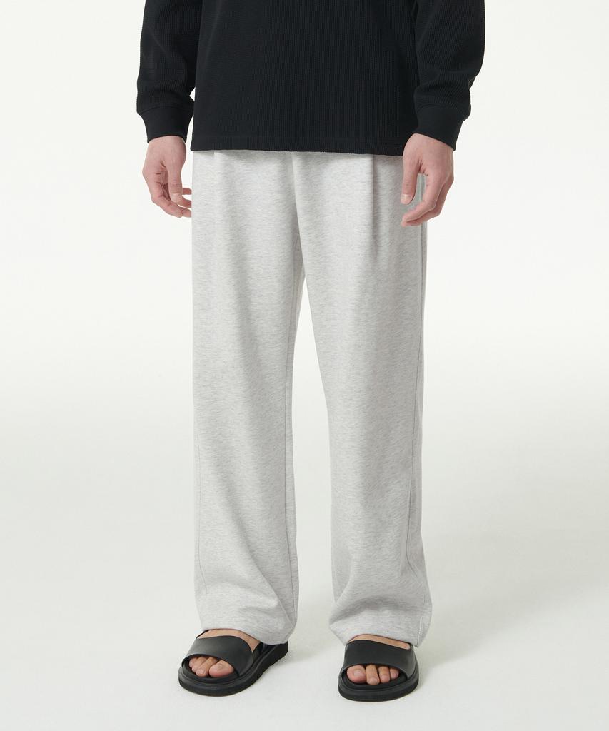 MUSINSA STANDARD [Cooltandard] One-Pleat Wide Lounge Sweatpants [Melange Light Gray]