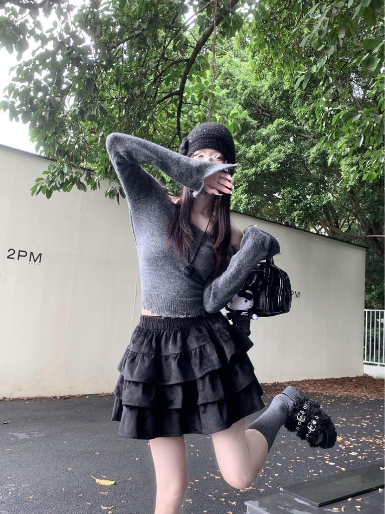 Double-Sided Fleece Ballet-Style Puffy Midi Skirt - High Waist, Slimming A-Line Design, Autumn/Winter for Women