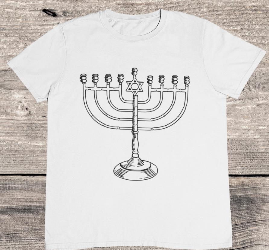 Винтажная футболка Менора - Футболка Ханука - Еврейский винтаж - Унисекс футболка из 100% премиального хлопка M