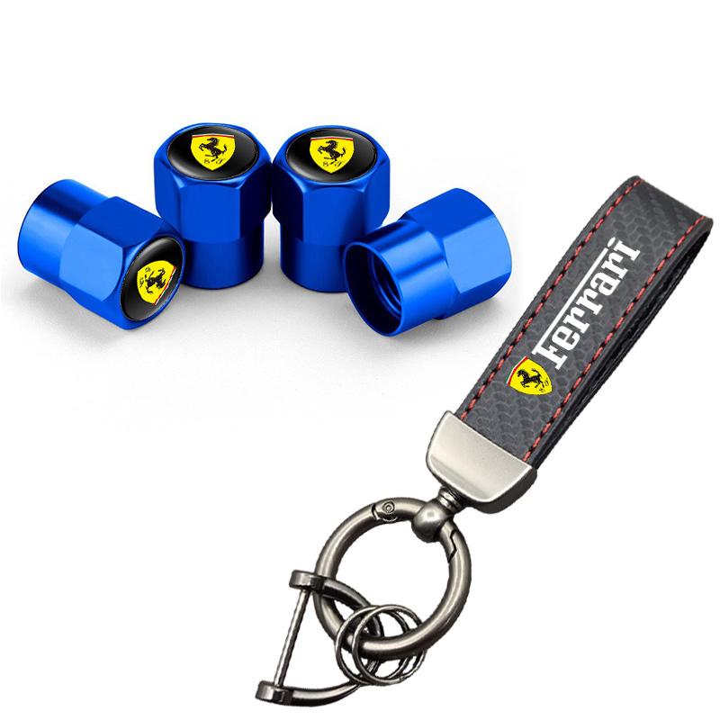 Car Tire Wheel Valve Caps Cover Suede Car Keychain Keyring for Ferrari F430 Stradale Roma 488 Spider SF90 Portofino F8 Superfast HS9