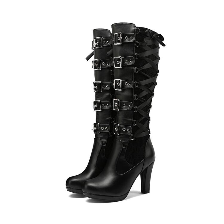 

Fashion Sexy Punk Women s Over Knee High Boot Lace Up High Heel Long Thigh Boots Shoes 43 чёрный