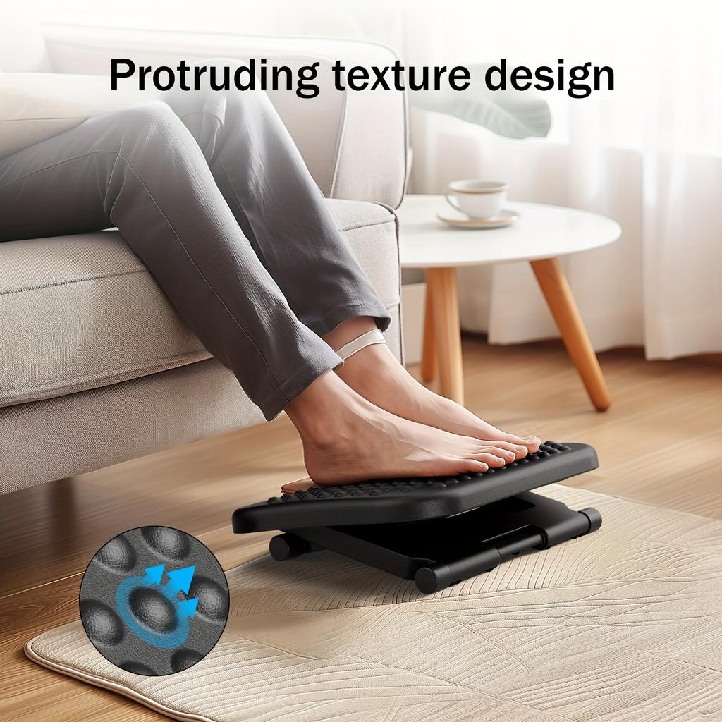 Adjustable Foot Rest: 3 Heights, 30° Tilt, Ultimate Comfort for Office & Home.