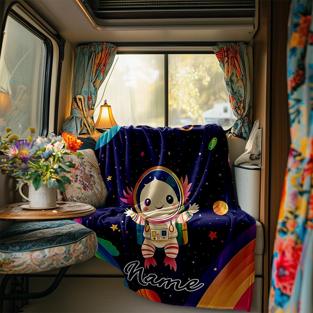Space Explorer In Cosmic Adventure Blanketcustomizable With Your Namecomfortable And Stylish Perfect For Travel Beds Chairs Offices Sofas
