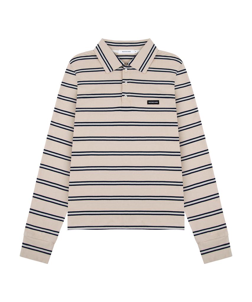 ROCKCAKE Heritage Stripe Polo Top - Cream