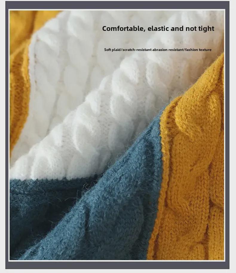 Pánské podzimní/zimní ležérní pletené svetry pro mládež - Dlouhý rukáv, kulatý výstřih, domácí nošení