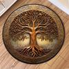 Round Tree of Life Pattern Area Rug Fantasy Style Mat Non Slip Stain Resistant Durable for Living Room Bedroom Home Decor