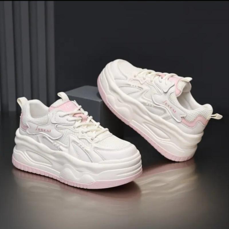 

Новые массивные женские повседневные туфли, увеличивающие рост, высококачественные сетчатые дышащие кроссовки Saft-sole Student Board Zapatos De Mujer 40 розовый