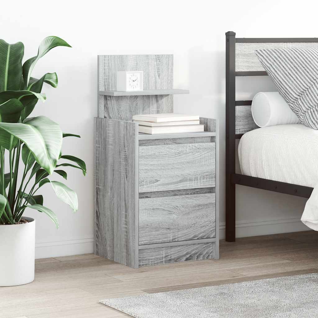 Nightstand with 2 Drawers Grey Sonoma 38 X 34 X 80 Cm