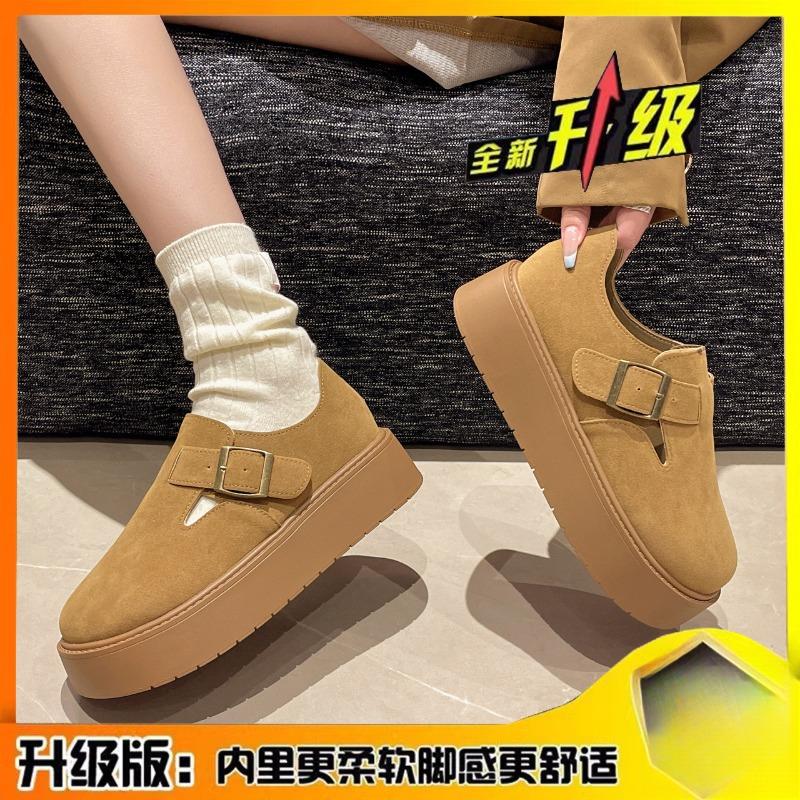 Damskor i sammet, enkel sko, 2, vår och höst, nya, tjocka sulor, muffin, en-pedal, heltäckande