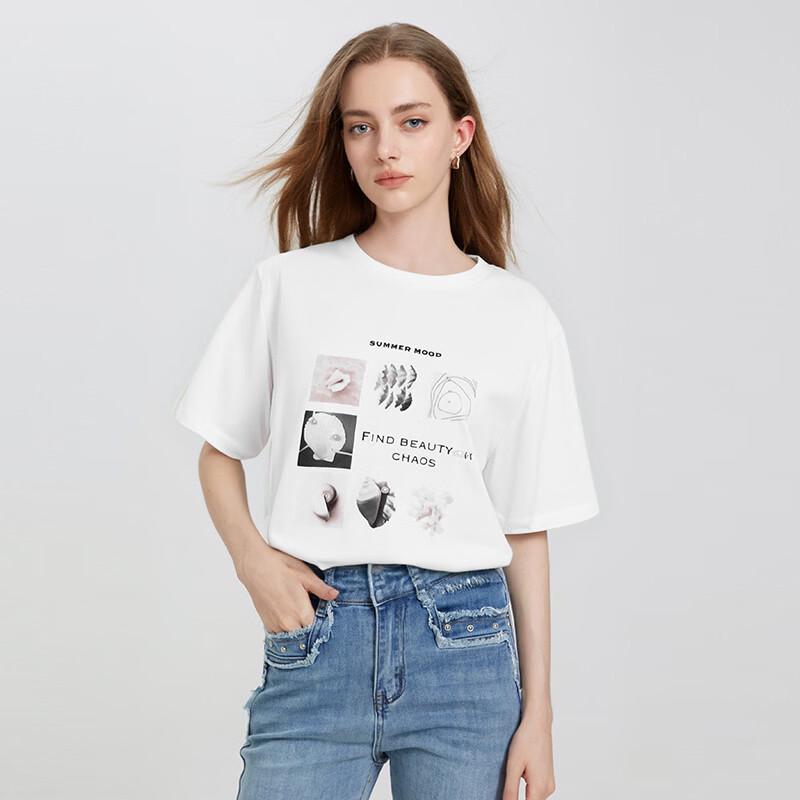 Tatu Cotton Letter Print Short Sleeve T-Shirt