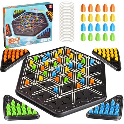 Chain Triangle Chess Game,  Triangle Rubber Band Game, Family Games for Kids and Adults, 2 To 4 Players, Kids
