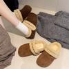 New Retro Fleece Warm Shoes for Women, Flat Fleece Anti-slip Cotton Slippers