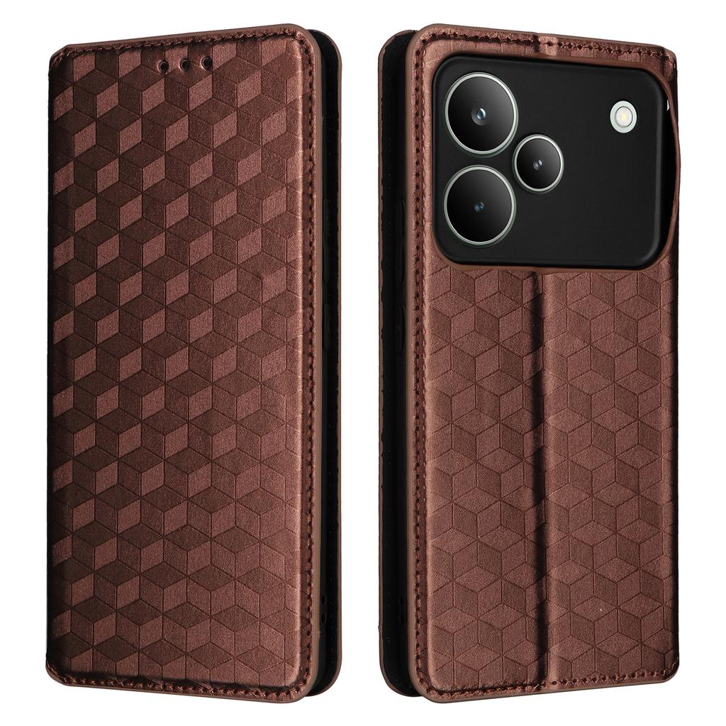 For Realme P4 Pro 5G Case Wallet Rhombus Imprinted Leather Phone Cover