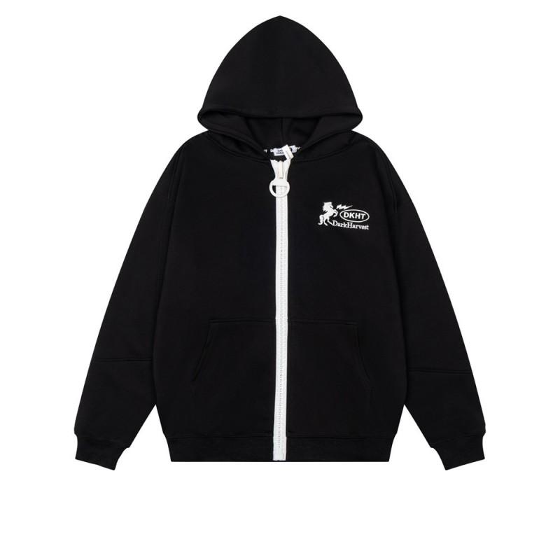 Designer Color Block Hoodie Mens Streetwear Letter Patch Embroidery Loose Zip Up Sweatshirt