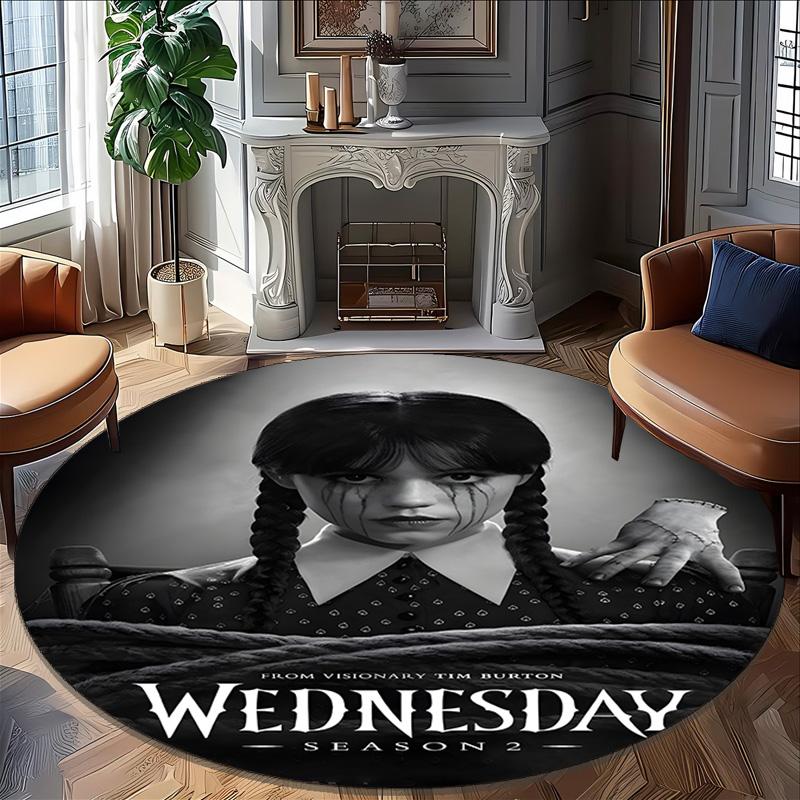 1pc Addams Family Wednesday2 Print Round Carpet Chair Round Carpet Suitable for Bedroom Living Room Home Decorative Carpet