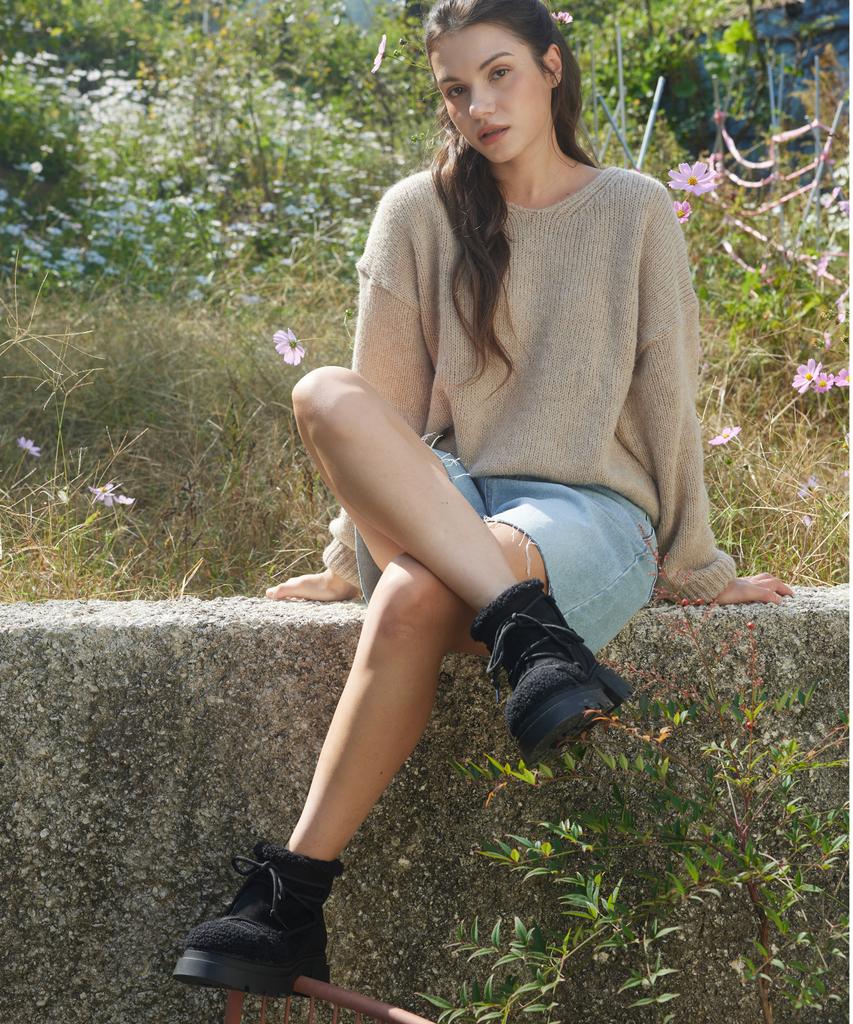 Cesti Funky Fur Ankle Boots (Black)