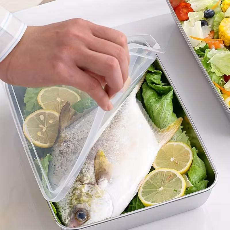 1pc Stainless Steel Food Storage Containers with Airtight Lid, Fresh-keeping Box, Leak Proof, Reusable, Multipurpose Use