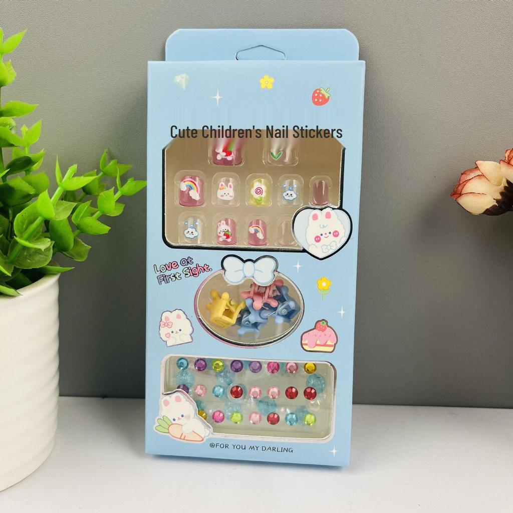 Children's Wearable Custom Nail Stickers - Cute European & American Jelly Glue Fingernail Tips