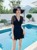 2025 Women’s Korean Skirt-Style One-Piece Swimsuit with Boxer Briefs, Conservative Tummy Control, Slimming Hot Spring Design.