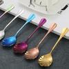 Shell Shape Stainless Steel Spoon with Long Handle Restaurant Dessert Spoon Ice Cream Scoops Kitchen Accessories  Tiny Spoon