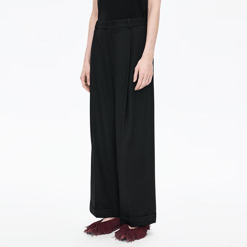 JNBY Women's 2025 Autumn 100% Wool Loose Wide-Leg Casual Pants