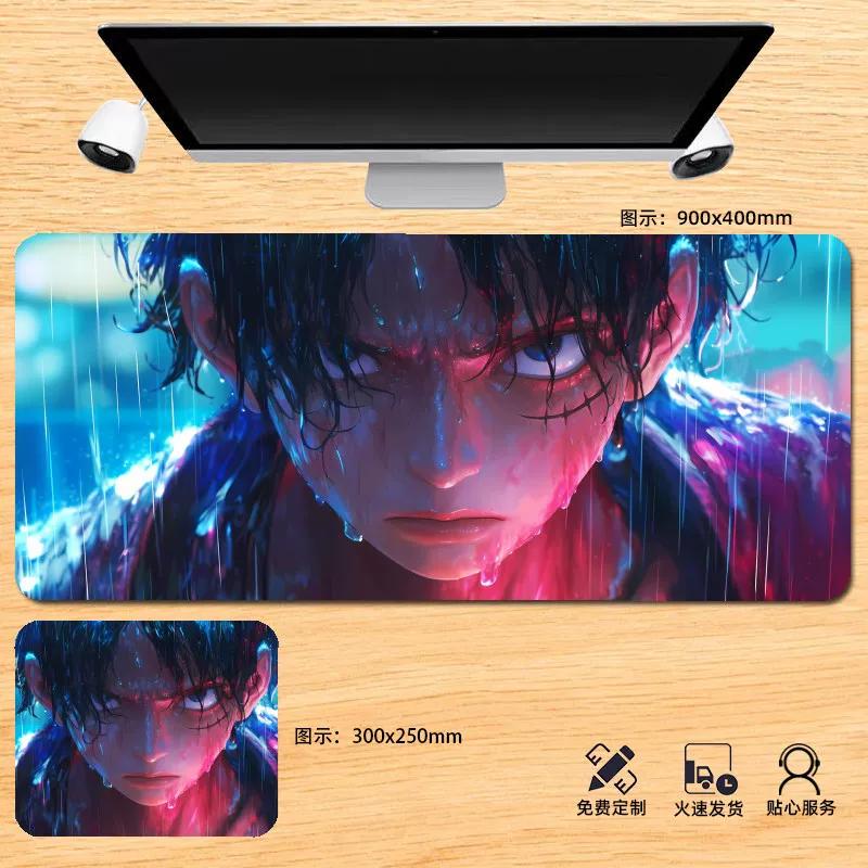 Japanese Anime ONE PIECE Leather Mouse Pad Oversized Boys Animation E-sports Game Keyboard Pad Monkey D. Luffy Computer Desk Pad Non-slip Mouse Pad