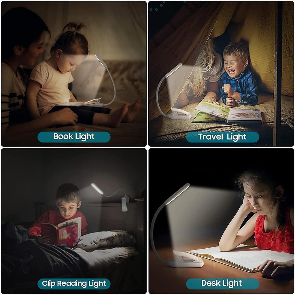 Led Reading Light, Rechargeable Reading Light Lamp In 3 Brightness Modes (cool White/warm Yellow), Gradual Dimming Reading Light For Book Black