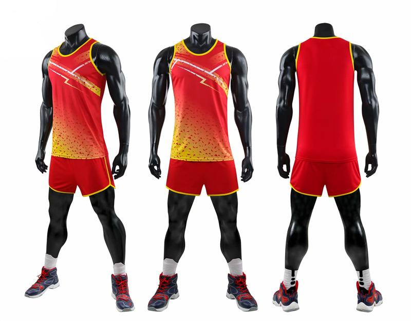 Fashion Men Women Vest+Shorts Breathable Track Field Competition Sportswear Sprint Running Suit Marathon Clothes Running Sets